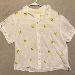 Maeve by Anthropologie Lemon Button Up Top